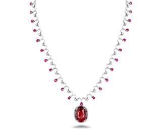 Lot 8119 Unheated Ruby Necklace  GIA Certified.