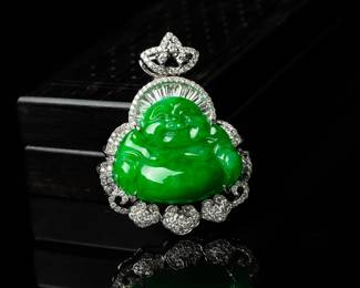 Lot 8077 Jadeite Jade Buddha Pendant  GIA Certified