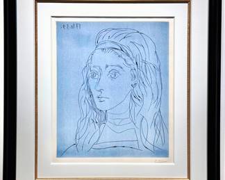 Lot 1130 Original Pablo Picasso Linocut  Portrait de Jacqueline
