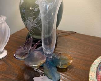 Daum Crystal Butterfly Vase