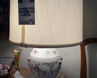 Chinese Rose Porcelain Box Lamp