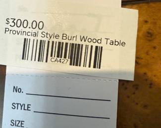 Provincial Style Burl Wood Table