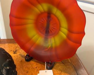 Tiffin Amberina Frosted Glass Bowl