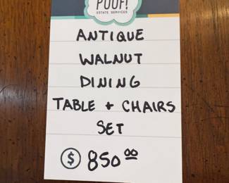 Antique Walnut Dining Table & Chairs Set
