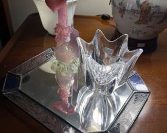 Glass Tray, Hand Blown Floral Vase