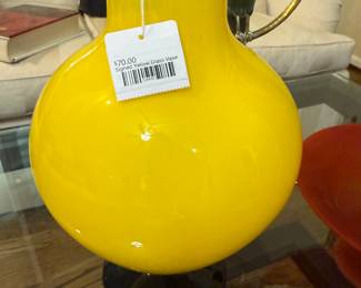 Signed Yellow Glass Vase