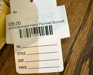 Anthropologie Hand Painted Bucket