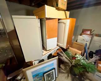 Kitchen cabinet from upstairs ready to be repurposed