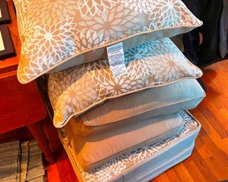 Cushions for the iron furniture on snow covered patio