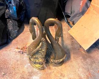 Brass fireplace anvils 