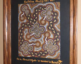 Vintage Australian Aboriginal Art Painting Print by Karen L. Taylor “On Walkabout”