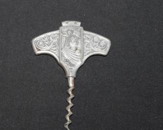 TINN pewter Norway, corkscrew, Viking Crusader ship dragon Scandinavian barware