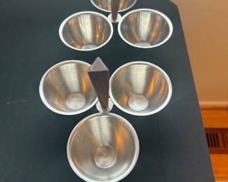 Vintage MCM Condiment Caddy Stainless Steel W/ Wood Handle Made in Japan 1960s
(2)