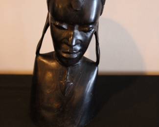 Vintage African handcarved Masai warrior Black stained