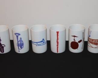 6 Vintage Thomas Germany Jazz Instrument Porcelain Cup Set