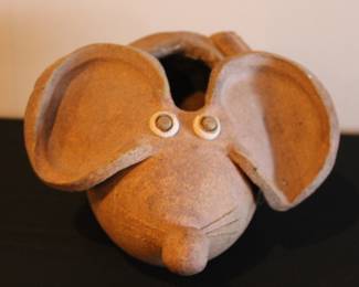 Vintage clay mouse sculpture handmade
