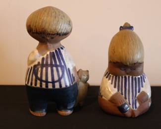 Rare Lisa Larson Sweden Malin boy with bear and girl