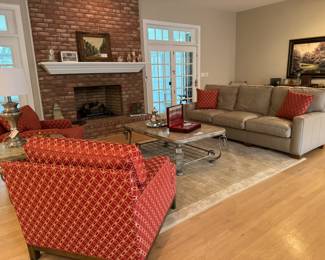 Ethan Allen chair and Leather Mark sofa