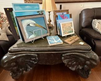 Unique, beautiful elephant table w/rope trim (52" x 52")