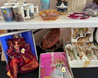 Barbie Dolls in boxes, ceramic nativity set