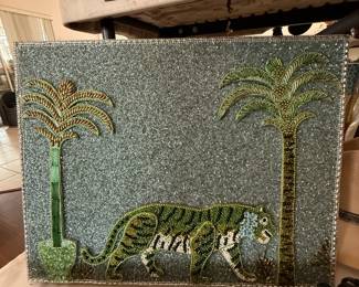 Beaded tiger wall hanging