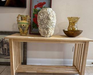 Light wood entry table 