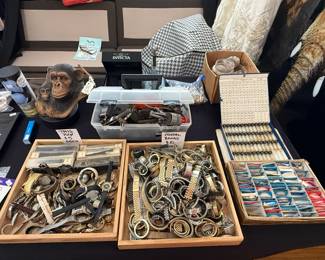 Watch bands, crystals, watchmaker's tools