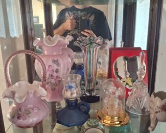 Fenton vase and basket