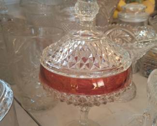 Cut glass candy dish