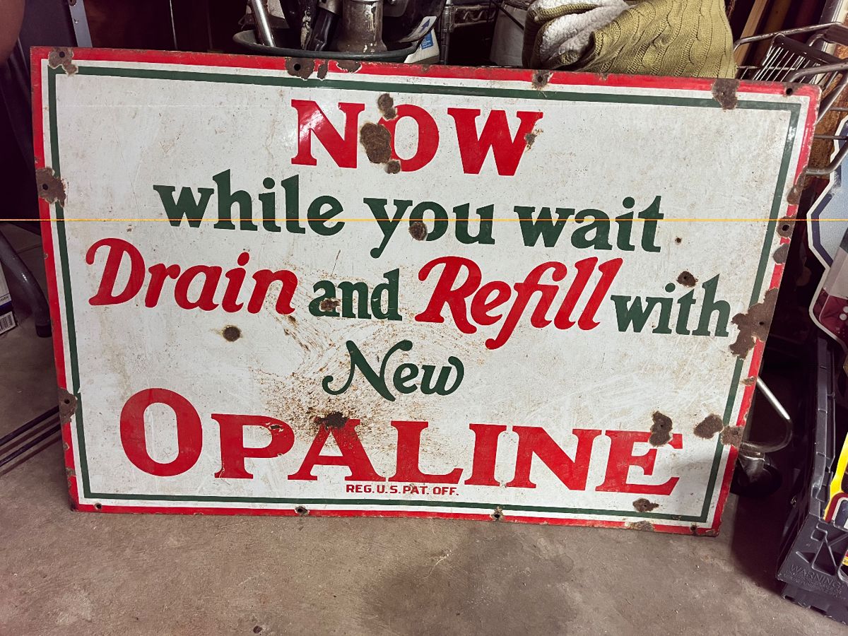RARE! PORCELAIN SINCLAIR "OPALINE" SIGN