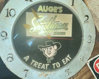 UNIQUE, VINTAGE ADVERTISING CLOCK FROM NEWMAN'S GROCERY STORE MEAT MARKET