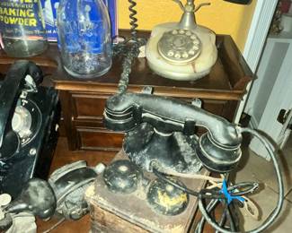ANTIQUE TELEPHONE & RINGER BOX + OTHER PHONES