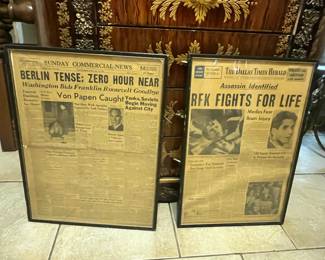 FRAMED AUTHENTIC NEWSPAPERS