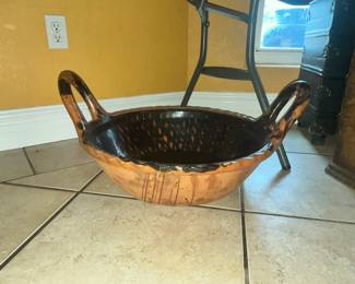 LARGE GLAZED CERAMIC BASKET