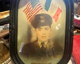 CONVEX GLASS FRAME OF MEXICAN AMERICAN SOLDIER