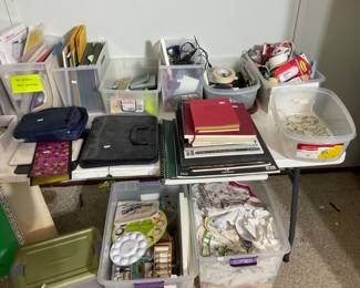 The second bedroom is art supplies, office supplies