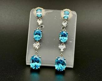 Jean Dousset Sterling Silver Earrings W Cubic Zirconia
