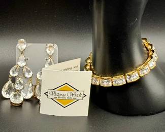 Signed Sterling Silver Victoria Wieck Bracelet & Earring Set

