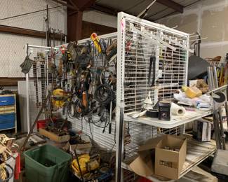 large tool rack and tools
