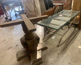 table pedestal and iron coffee table