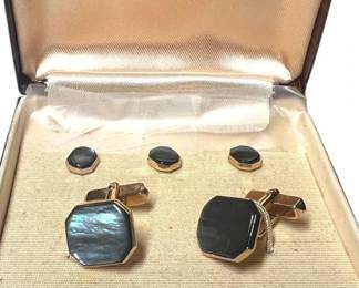 Swank Gold MOP Cufflink Set 
