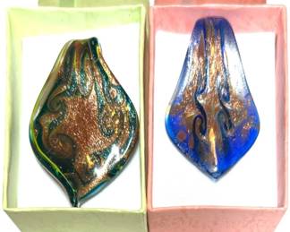 MuranoStyle Copper Art Glass Pendants 