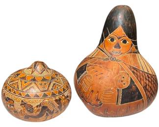 Peruvian Mate Burilado Carved Gourds 