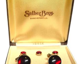 Swank Black GlassRuby Glow Cufflink Set 