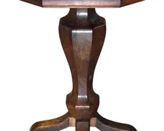 Octagon Wood Pedestal Side Table 