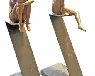 Contemporary Female Figurine Sculpture Pair 