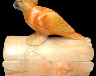 Vintage Carved Bird Trinket Box 