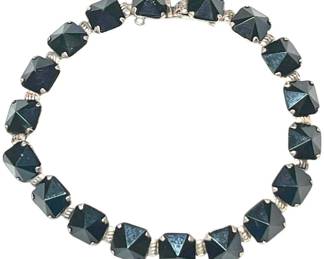 Wells Sterling Faceted Hematite Bracelet 