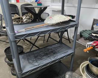 Gray plastic shelves