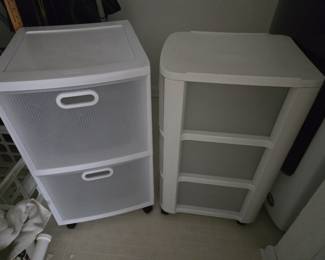 Rolling plastic storage drawers